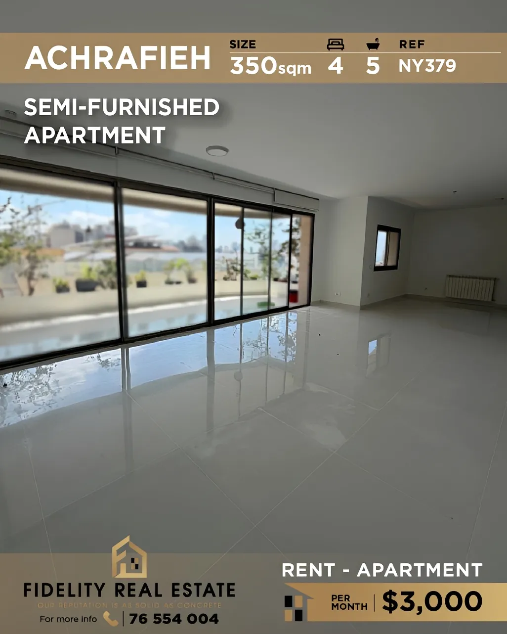Apartment for rent in Achrafieh, Beirut, Lebanon - 4 bed, 5 bath