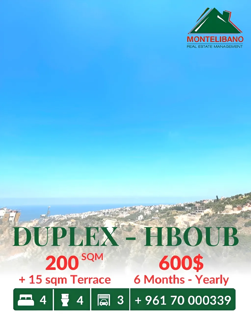 Apartment for rent in Habboub, Lebanon - 4 bed, 4 bath