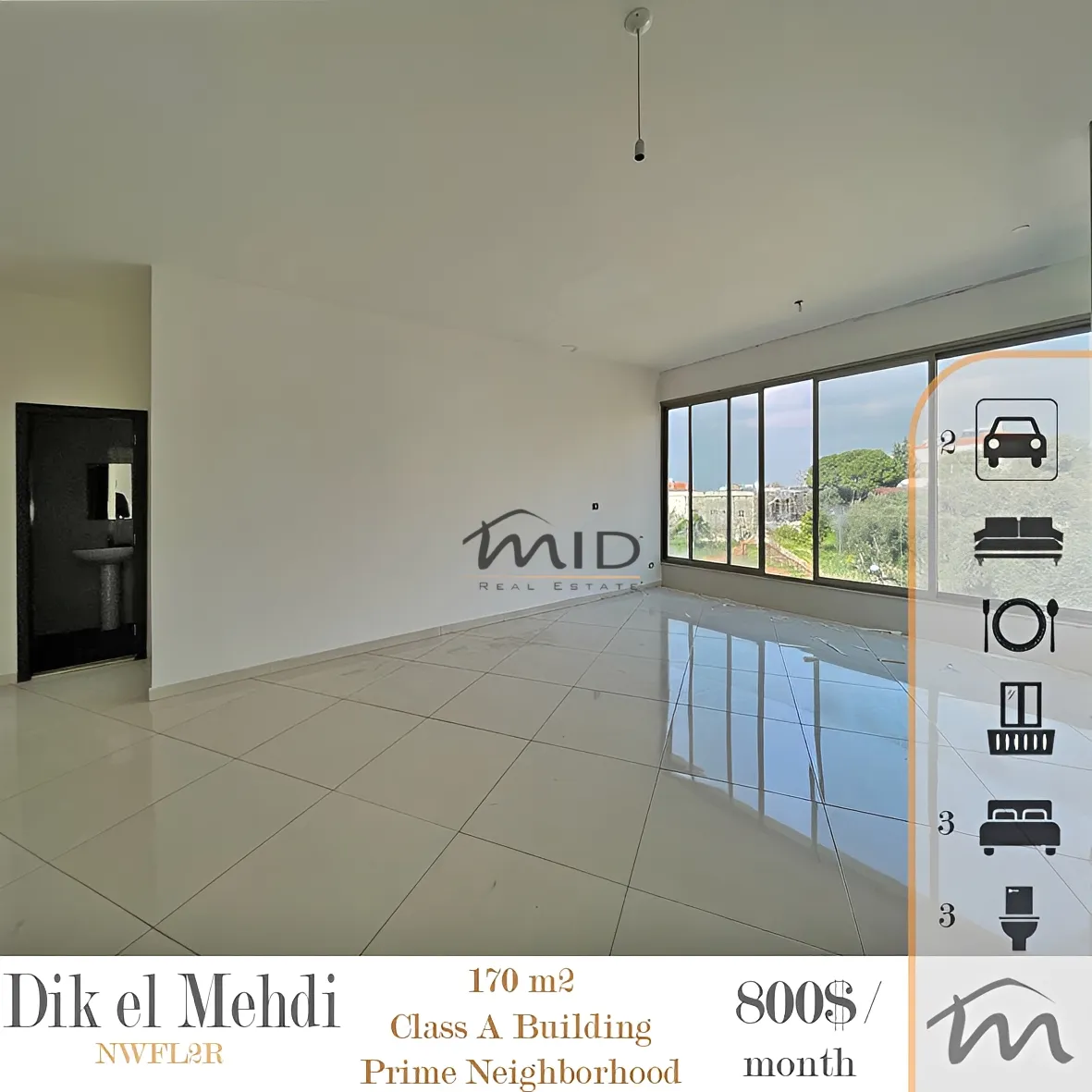 Apartment for rent in Dik el mehdi, lebanon - 3 bed, 3.0 bath