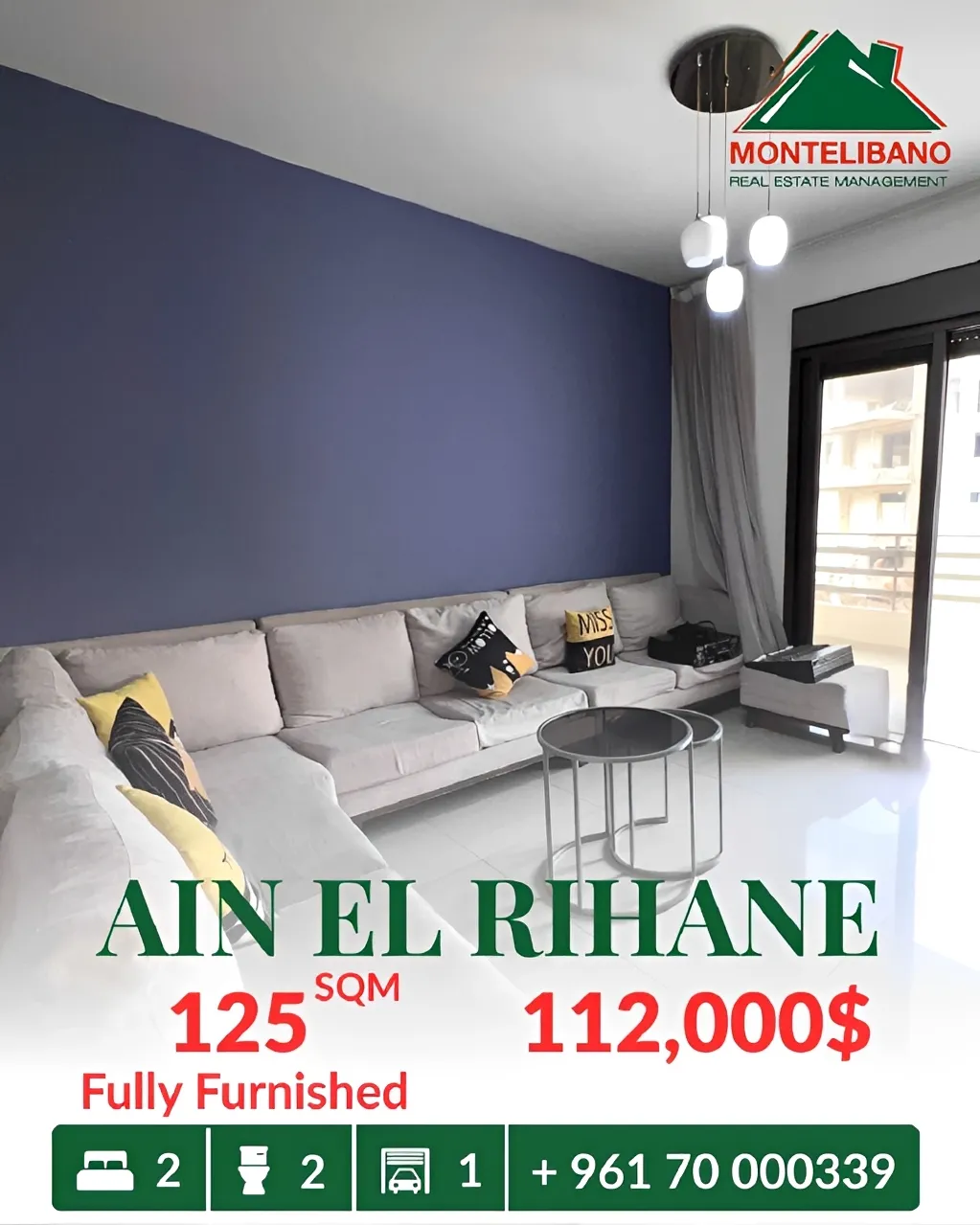 Apartment for sale in Ain El Rihaneh, Lebanon
