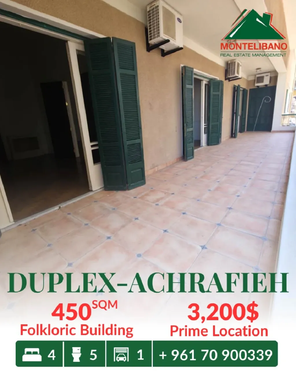 Duplex for rent in Achrafieh, Beirut, Lebanon
