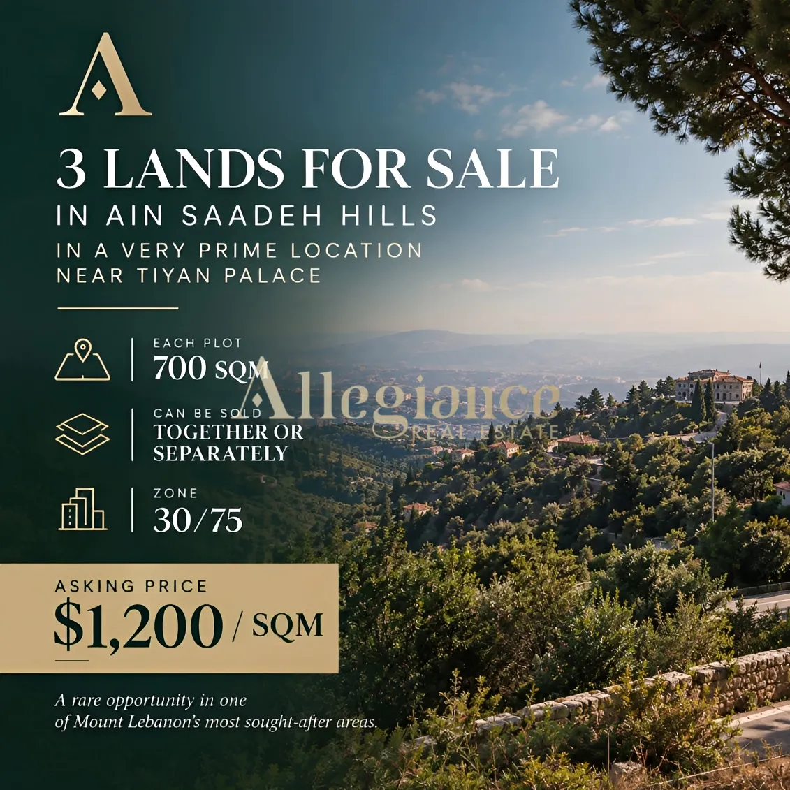 Residential Land for sale in Ain Saadeh