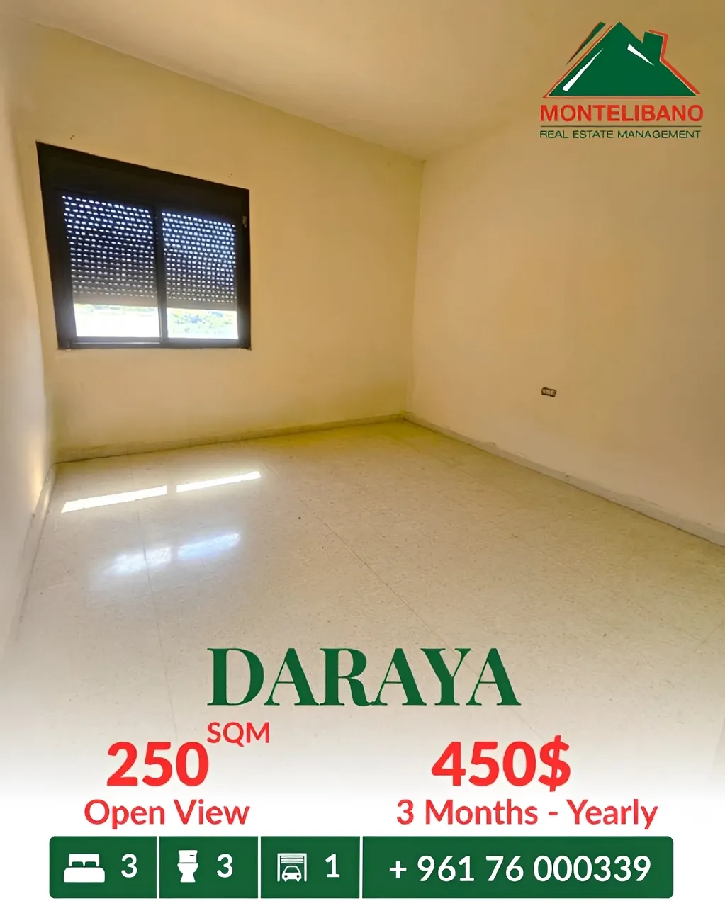 Apartment for rent in Daraiya, Lebanon