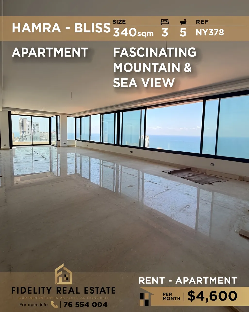 Apartment for rent in Hamra, Beirut, Lebanon - 3 bed, 5 bath