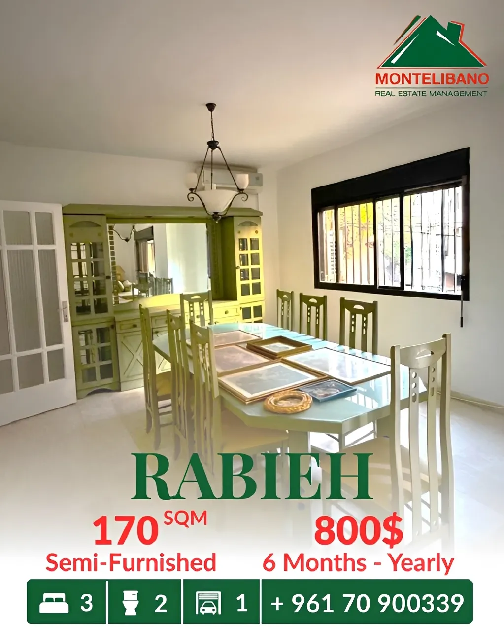 Apartment for rent in Rabieh, Lebanon - 3 bed, 2 bath