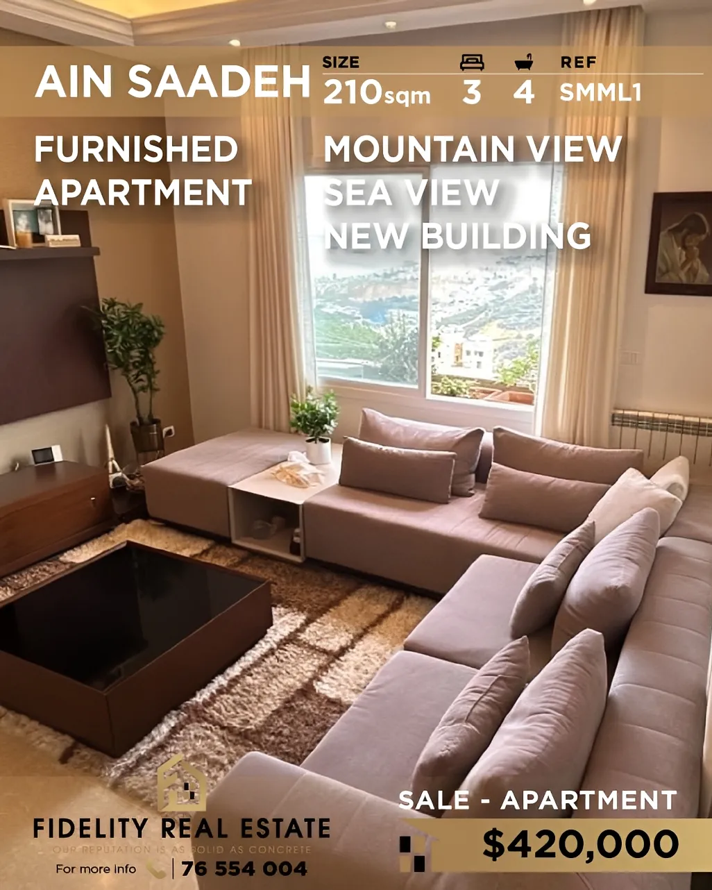 Apartment for sale in Ain Saadeh
