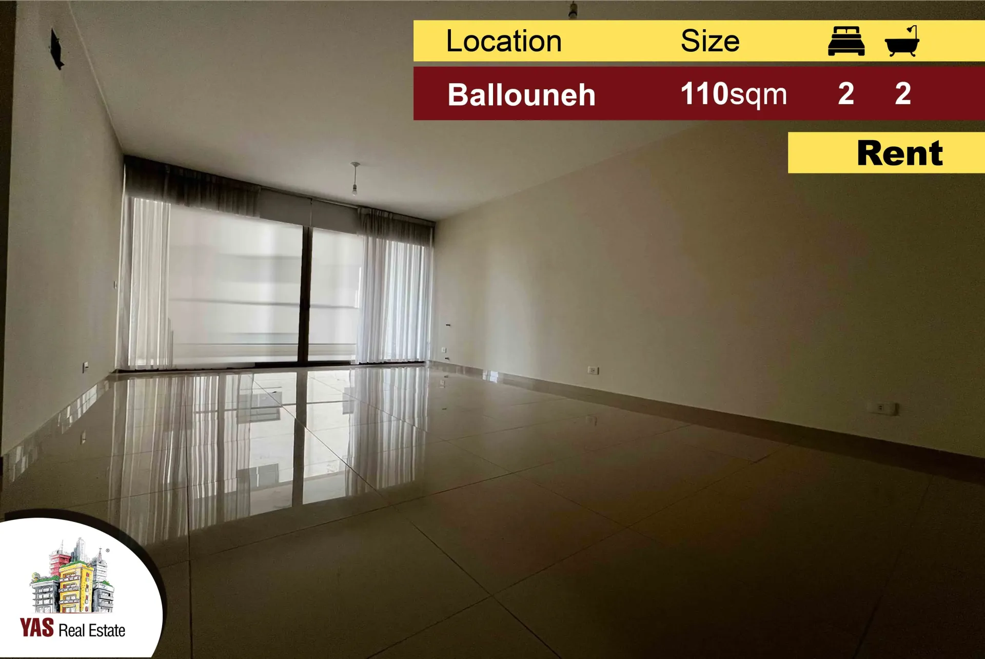 Apartment for Rent in Ballouneh - 2 bed, 2 bath
