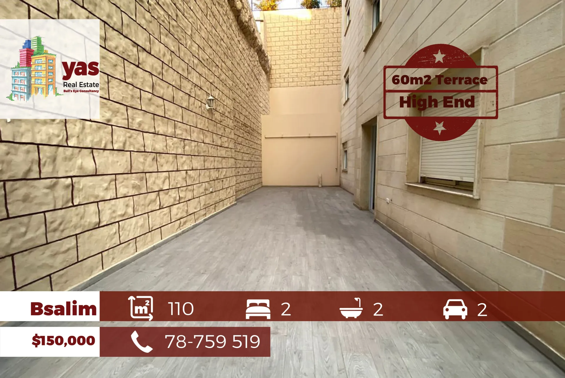 Apartment for Sale in Bsalim - 2 bed, 2 bath