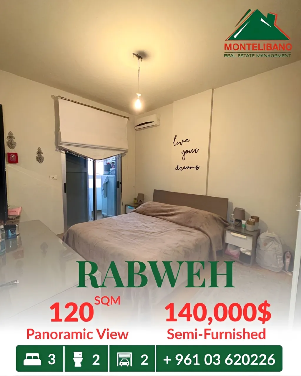 Apartment for sale in Rabweh, Bayrut, Lebanon - 3 bed, 2 bath