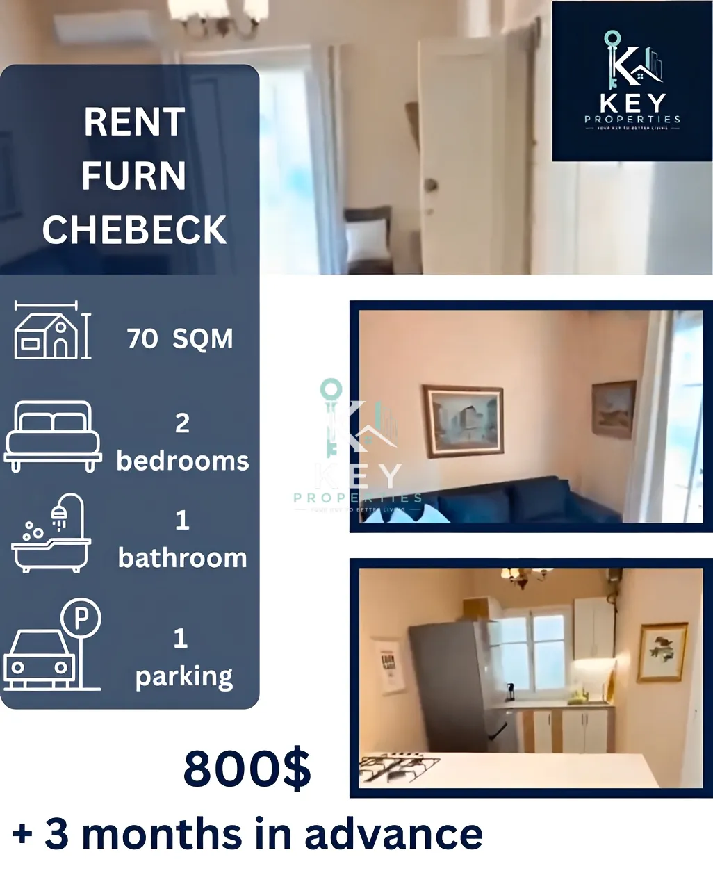 Apartment for rent in Forn El Chebbak, Lebanon - 2 bed, 1 bath