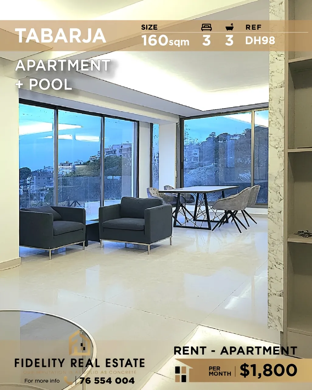 Apartment for rent in Tabarja, Lebanon - 3 bed, 3 bath