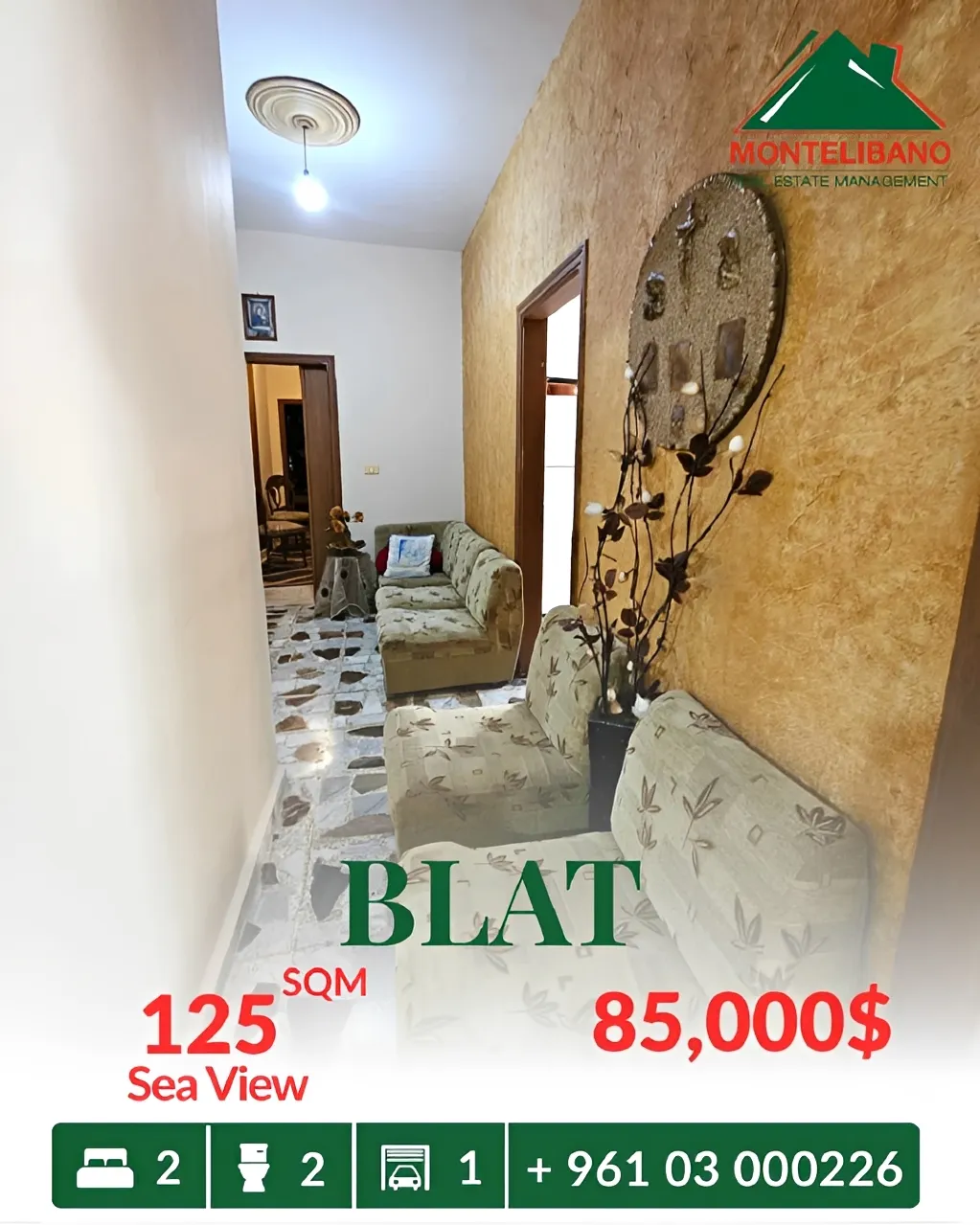 Apartment for sale in Blat, Lebanon