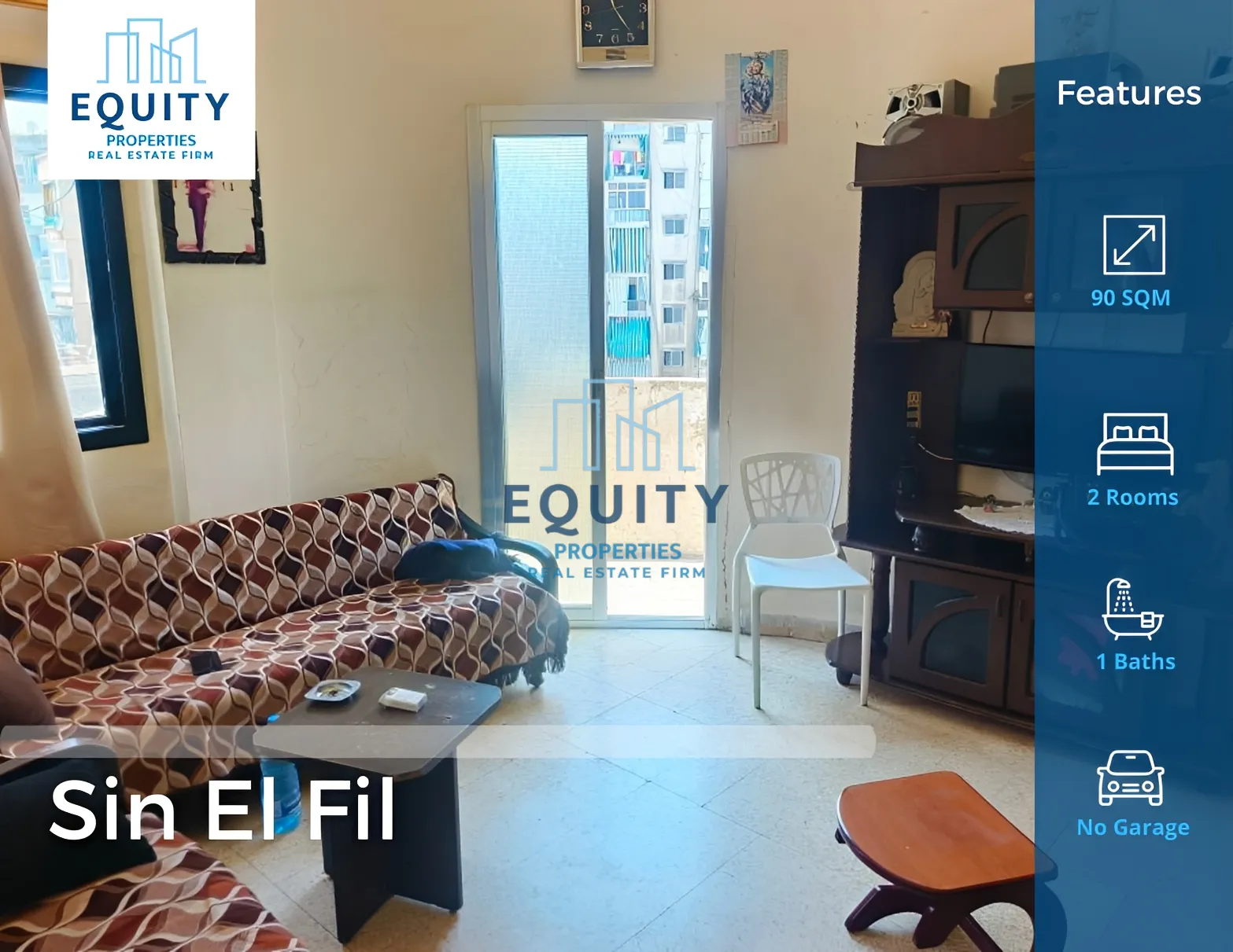 Apartment for sale in Sin El Fil, Lebanon - 2 bed, 1 bath