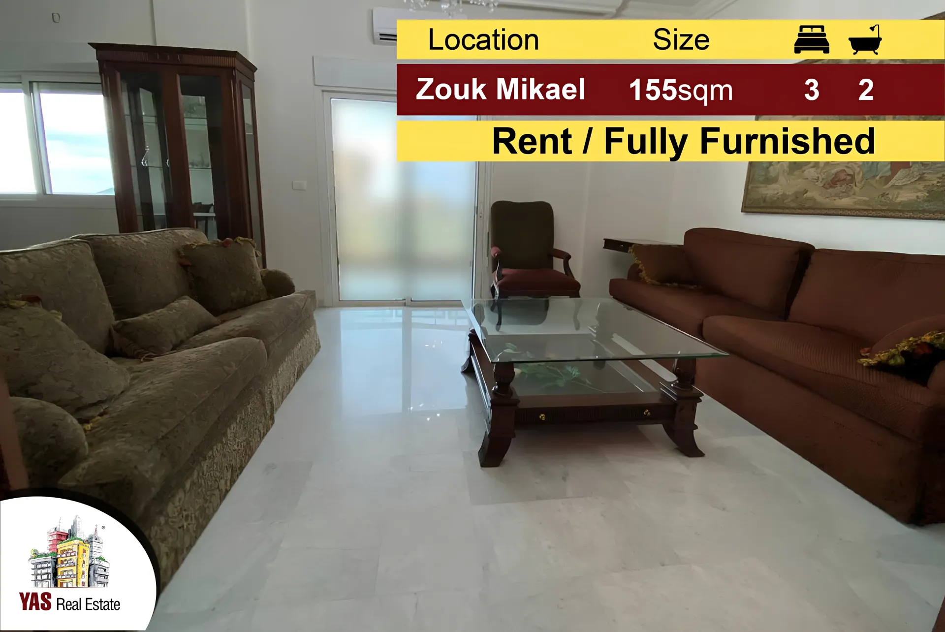 Apartment for Rent in Zouk Mikael - 3 bed, 2 bath