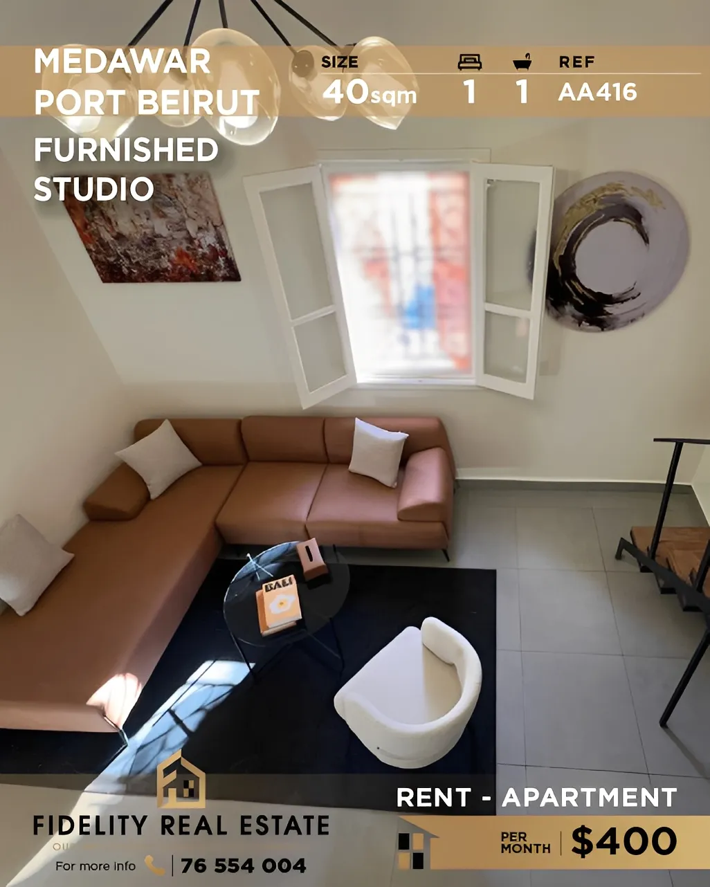Apartment for Rent in Mdawar, Achrafieh, Beirut - 1 bed, 1 bath