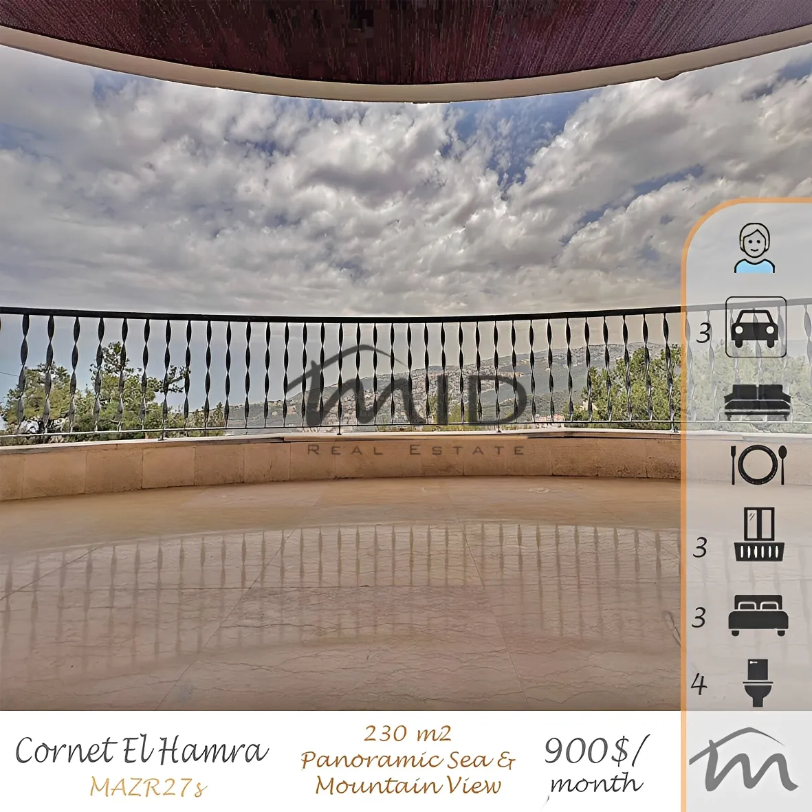 Apartment for rent in Qornet el hamra, lebanon