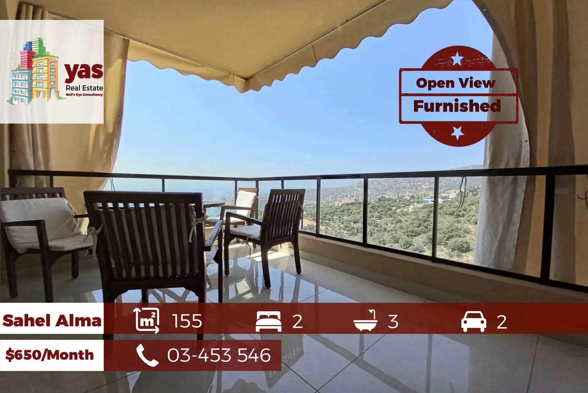 Apartment for Rent in Sahel Alma - 2 bed, 3 bath