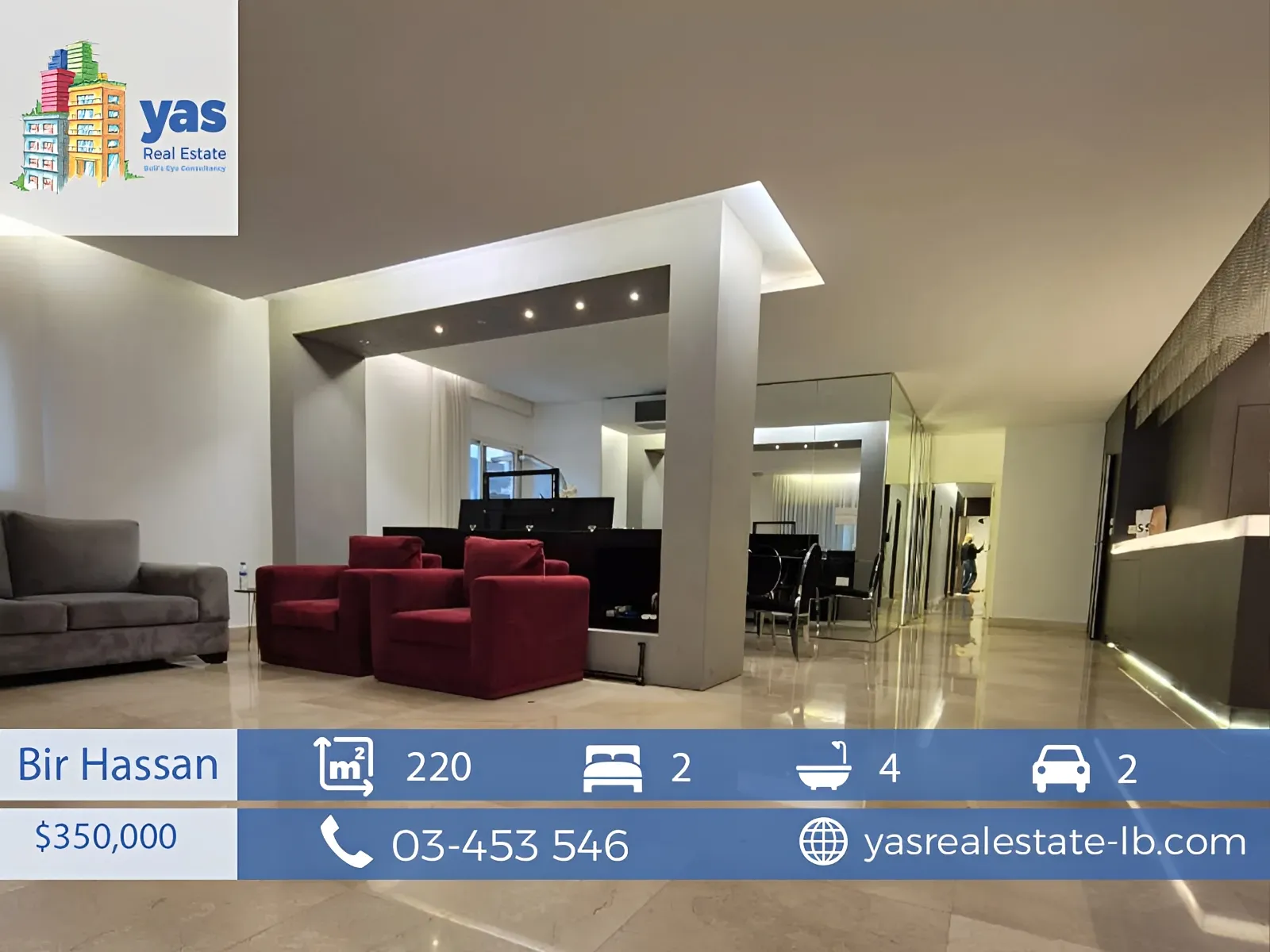 Apartment for Sale in Bir Hassan - 2 bed, 4 bath