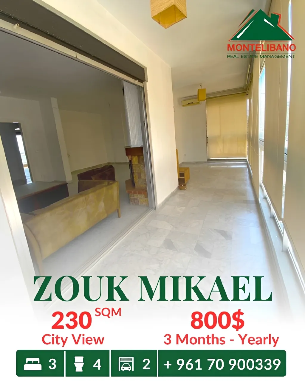 Apartment for rent in Zouk Mikael, Lebanon - 3 bed, 4 bath