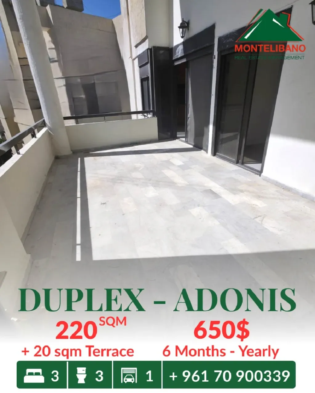 Duplex for rent in Adonis, Lebanon