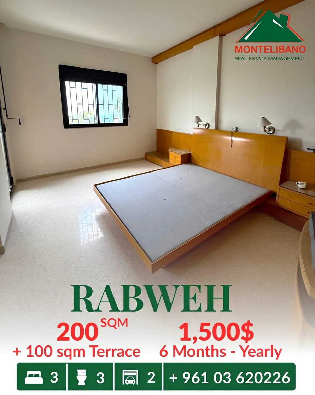 Apartment for rent in Rabweh, Bayrut, Lebanon