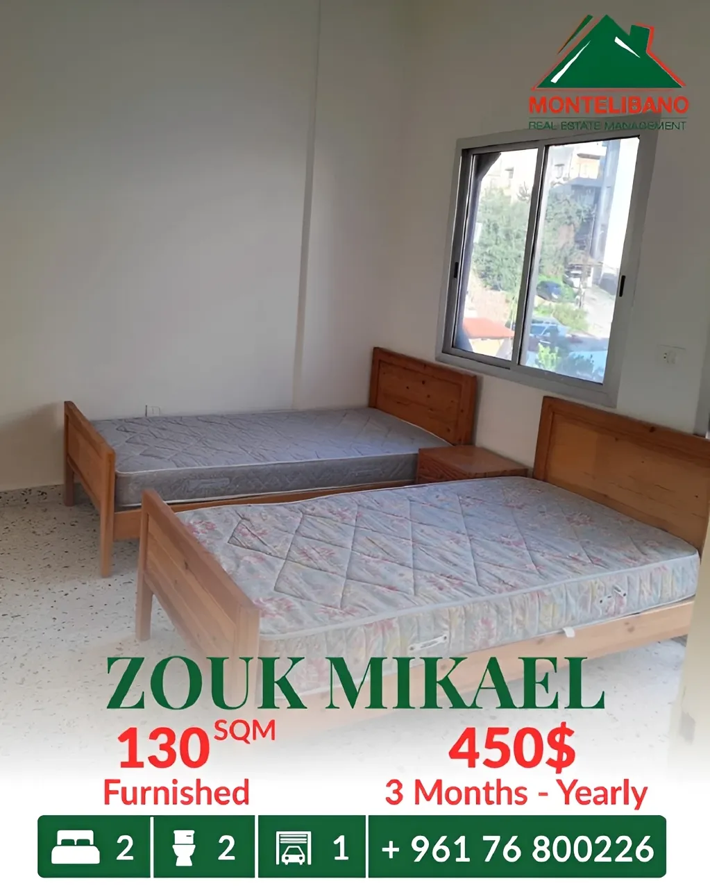 Apartment for rent in Zouk Mikael