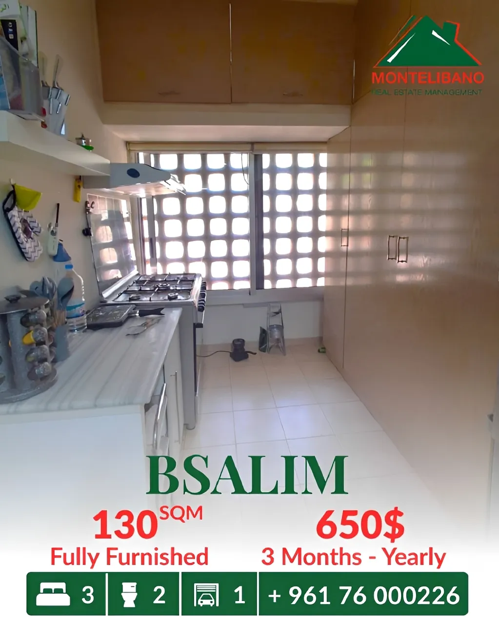 Apartment for rent in Bsalim