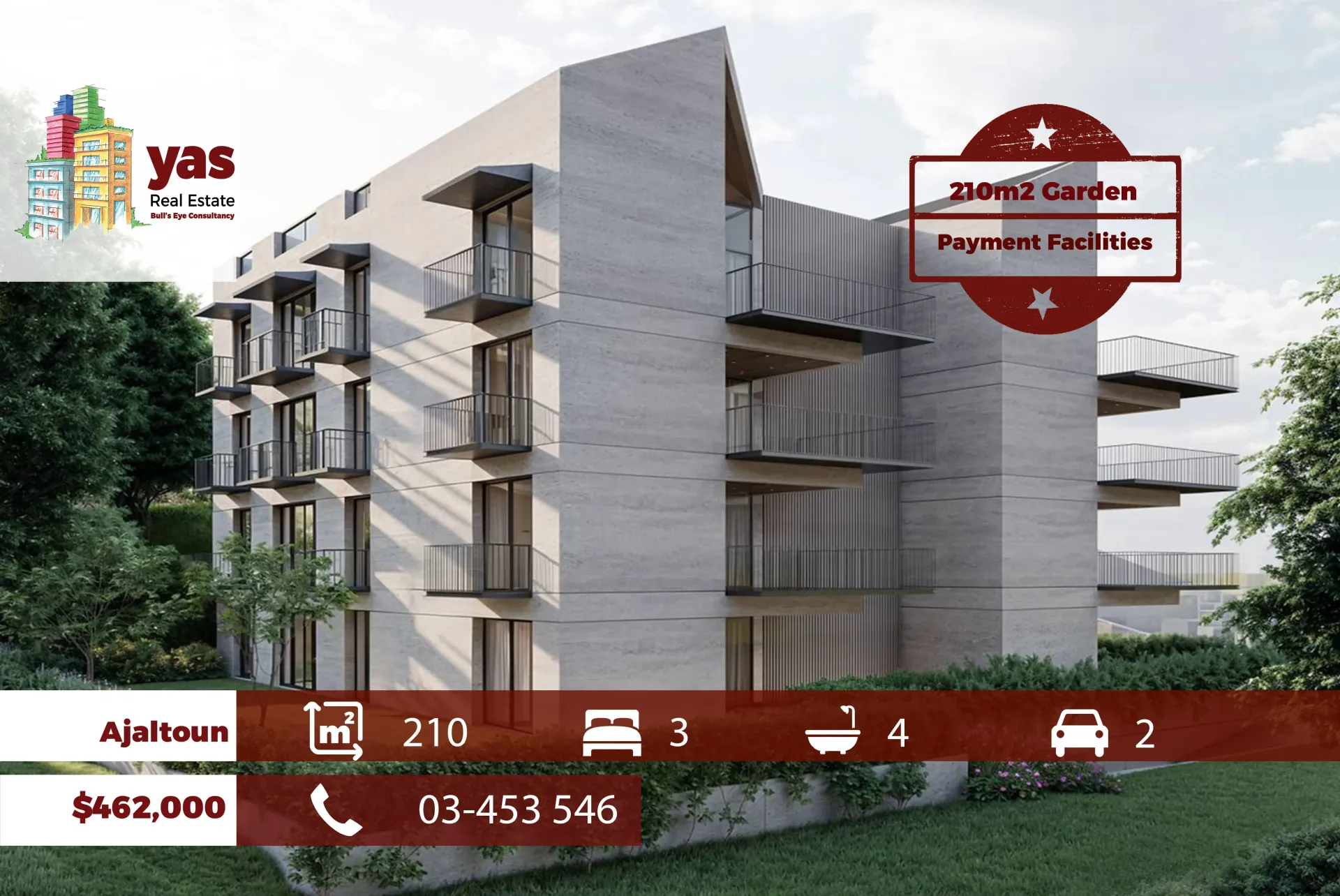Apartment for Sale in Ajaltoun - 3 bed, 4 bath