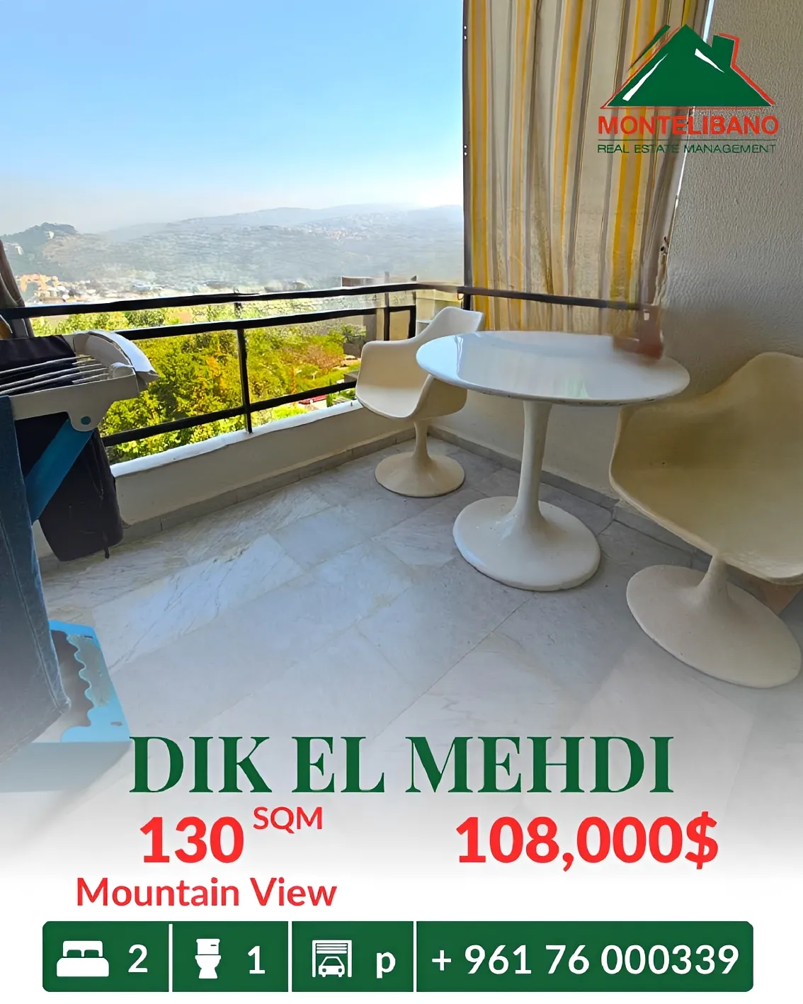 Apartment for sale in Dik El Mehdi, Lebanon