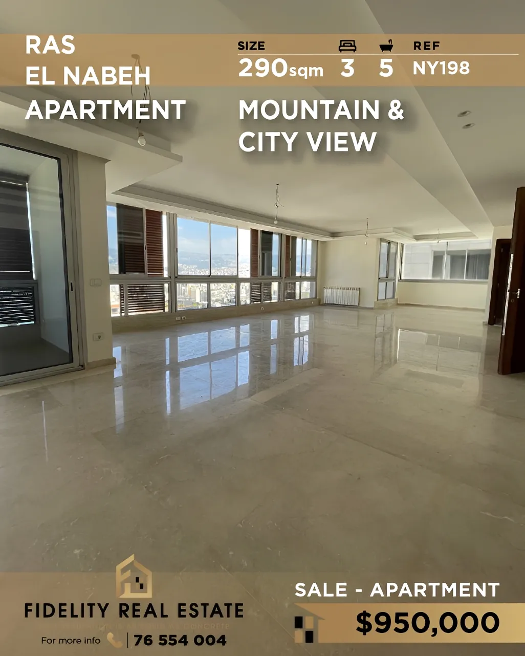 Apartment for sale in Ras Al Naba'a, Beirut, Lebanon