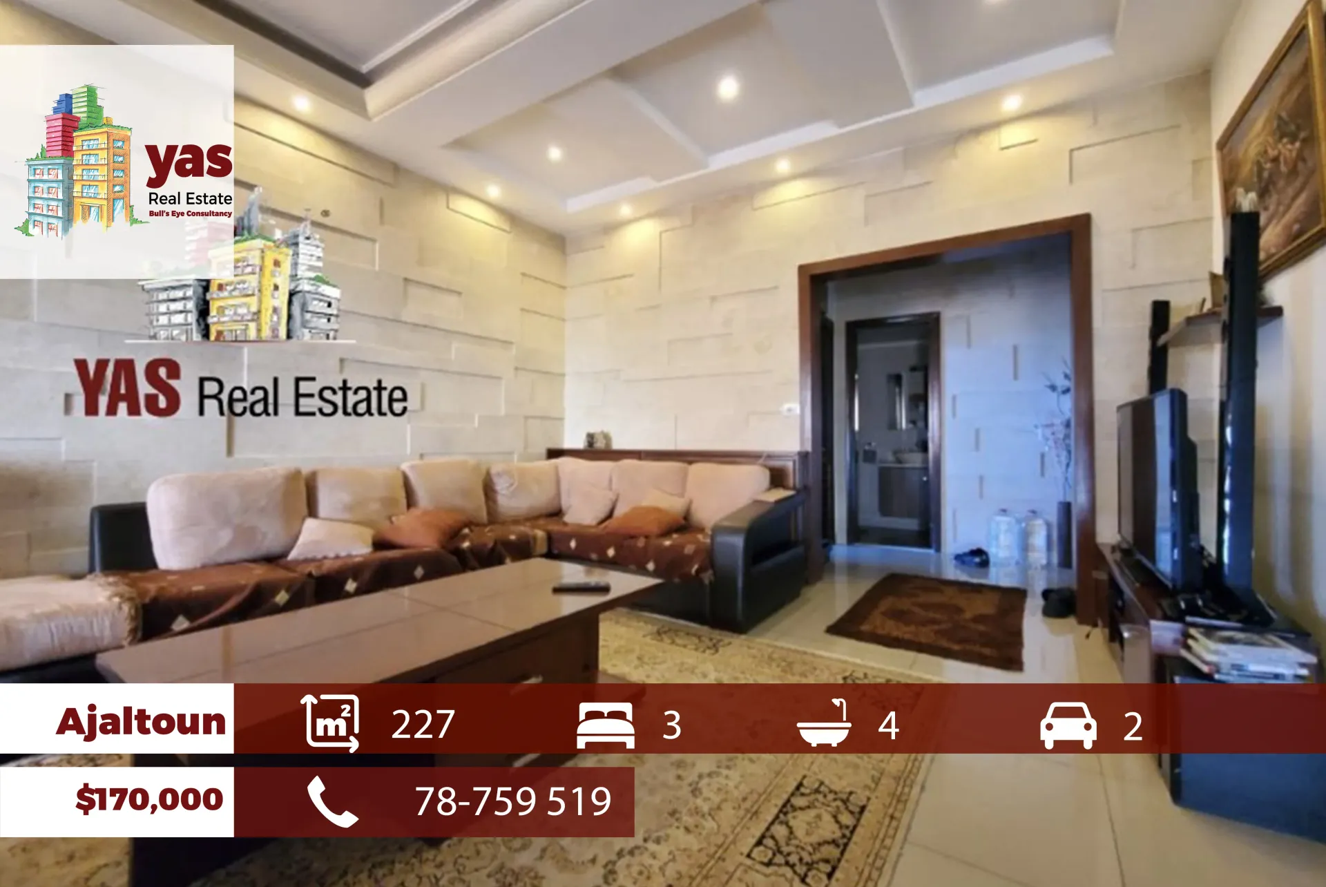 Apartment for Sale in Ajaltoun - 3 bed, 4 bath