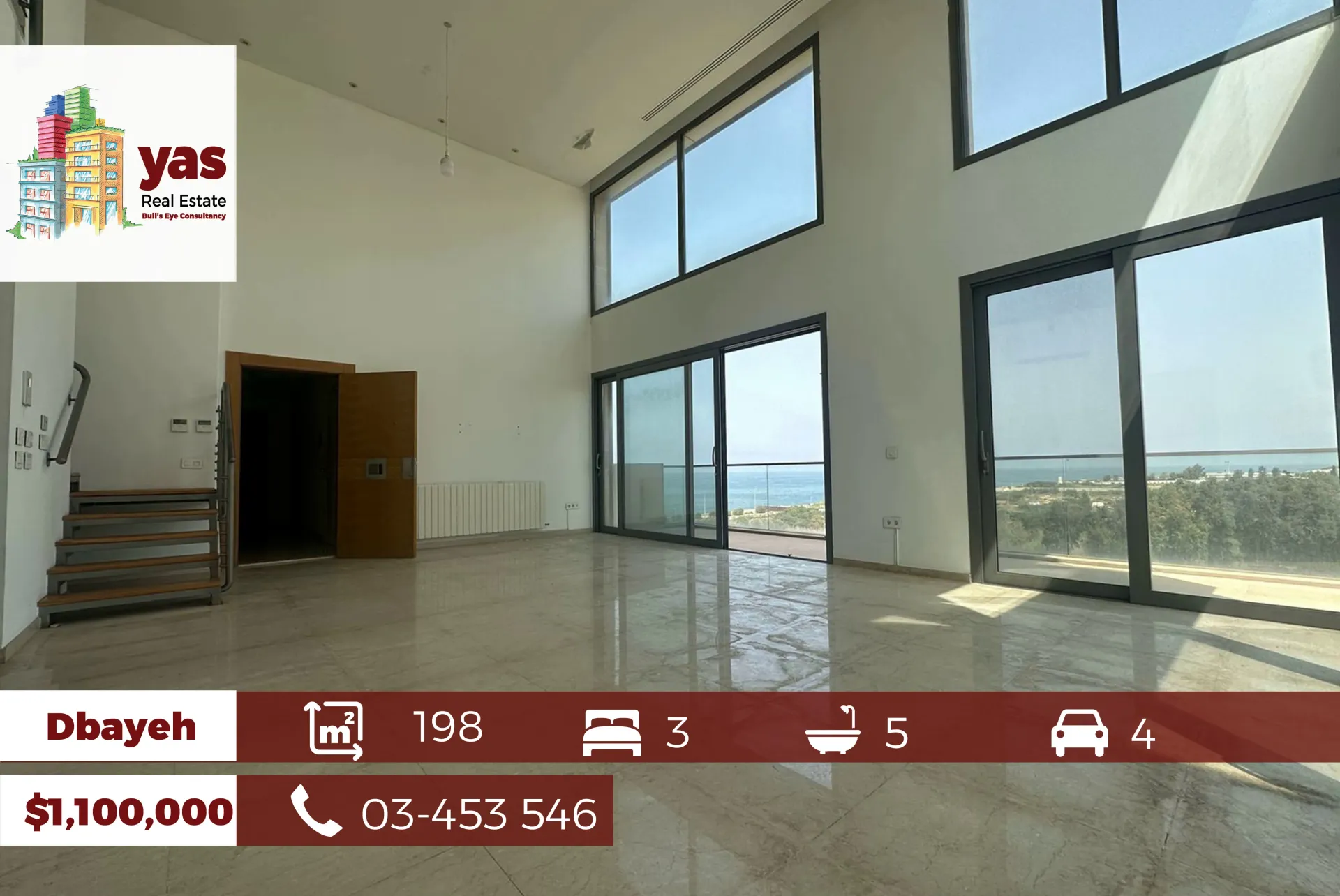Apartment for Sale in Dbayeh - 3 bed, 5 bath