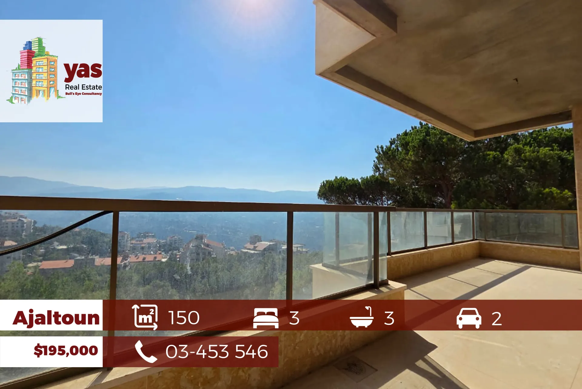 Apartment for Sale in Ajaltoun - 3 bed, 3 bath