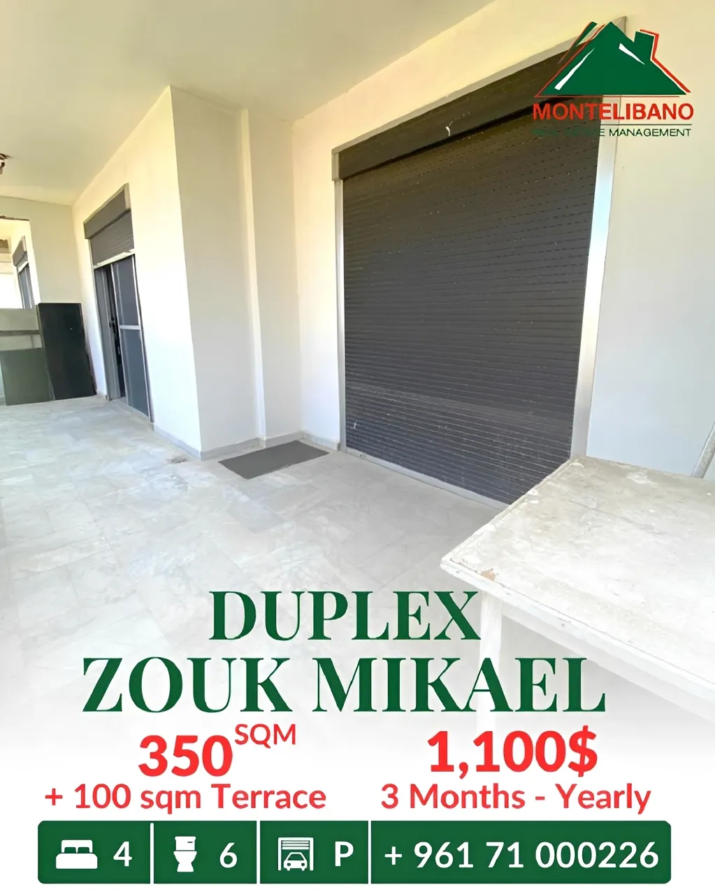 Duplex for rent in Zouk Mikael, Lebanon