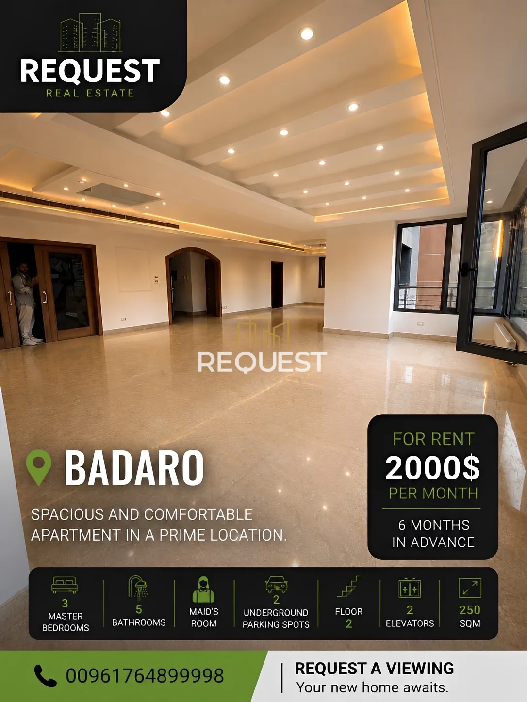 Apartment for rent in Badaro, beirut, lebanon