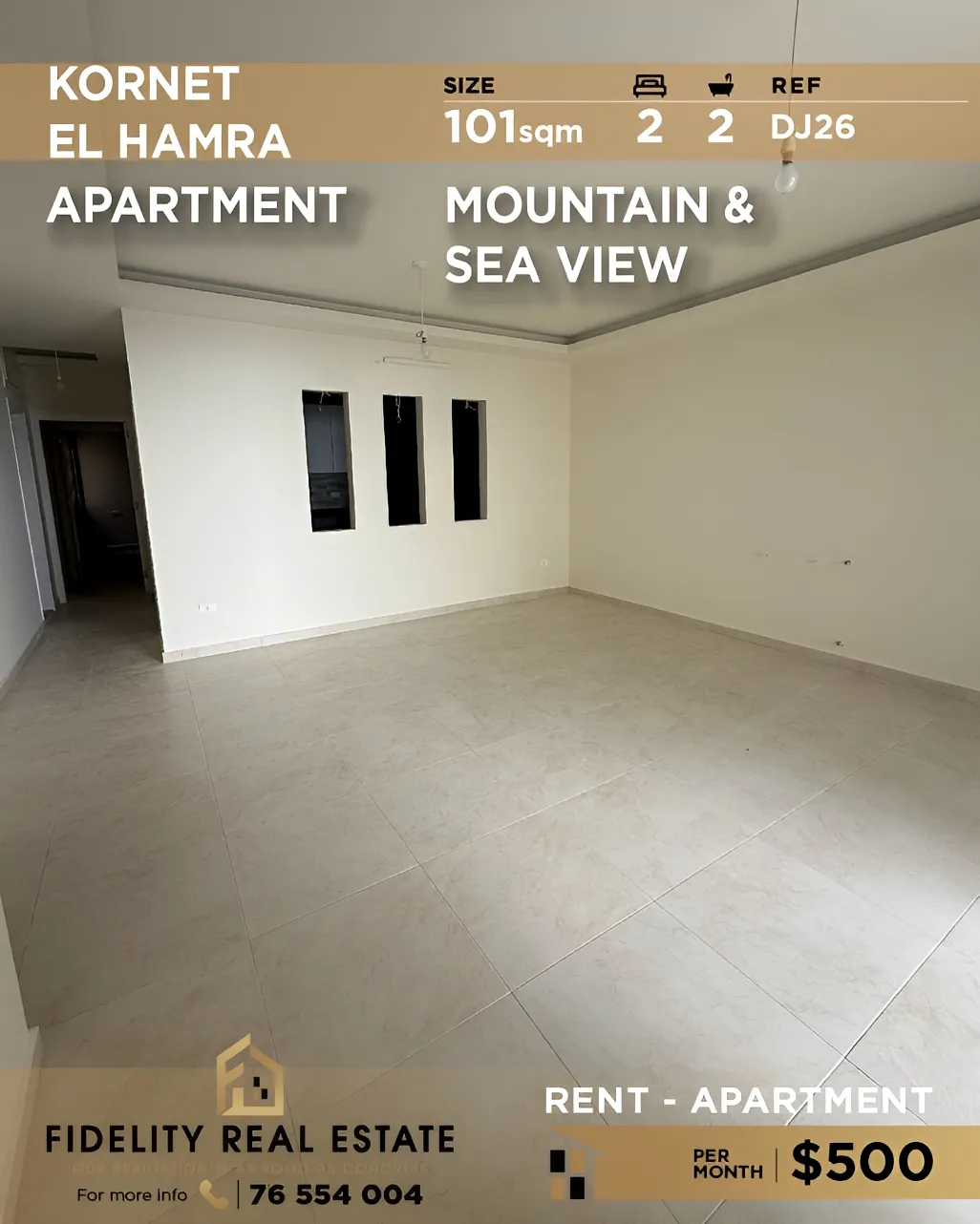 Apartment for rent in Qornet El Hamra, Lebanon - 2 bed, 2 bath