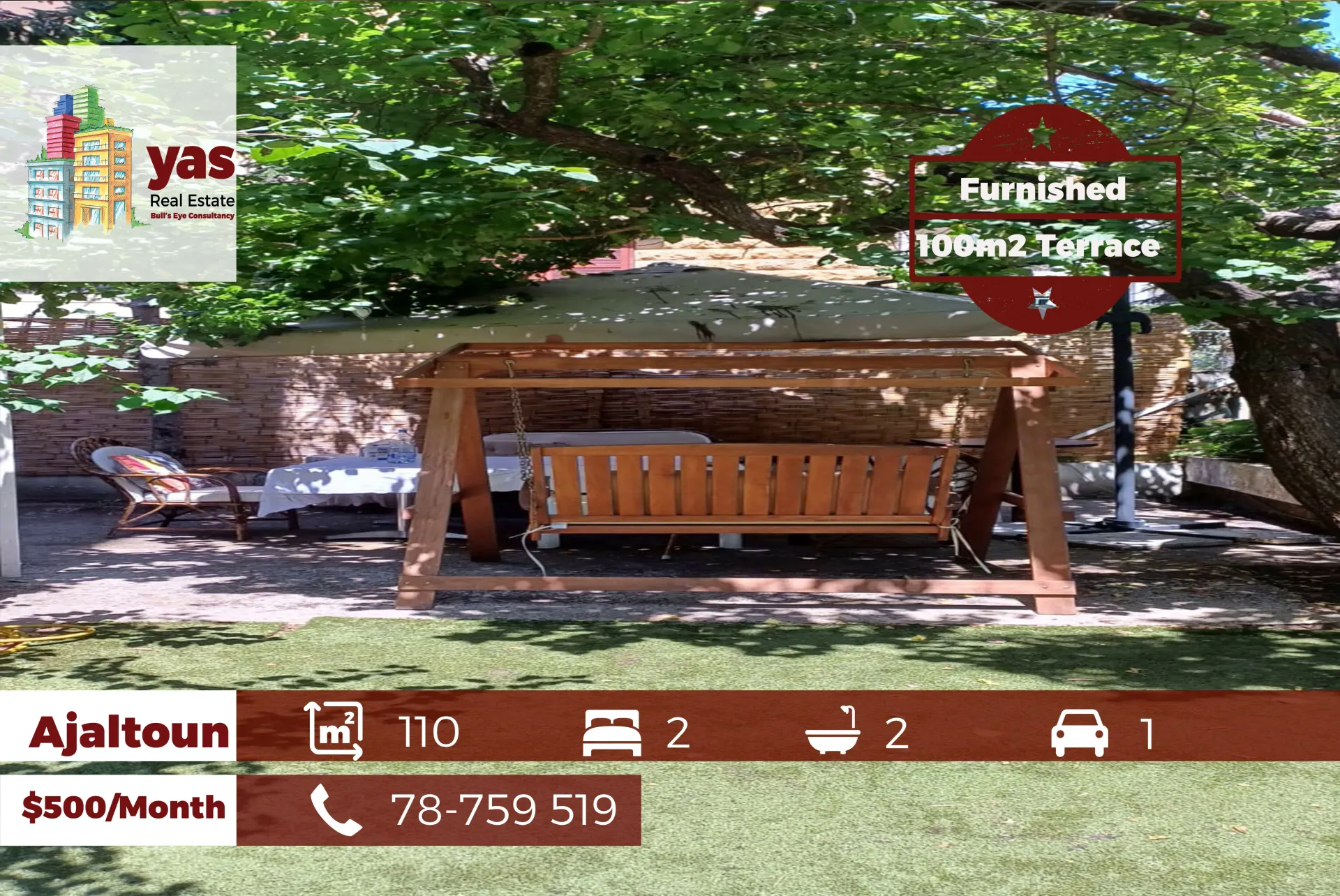 Apartment for Rent in Ajaltoun - 2 bed, 2 bath