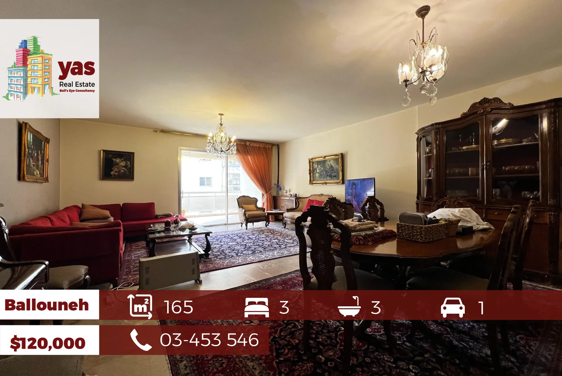 Apartment for Sale in Ballouneh - 3 bed, 3 bath