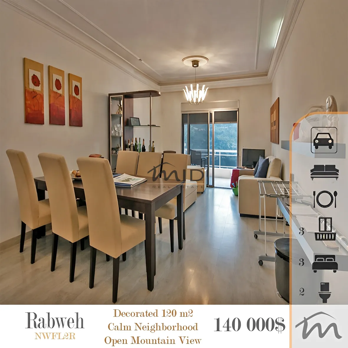 Residential in Rabweh, metn - 3 bed, 2.0 bath
