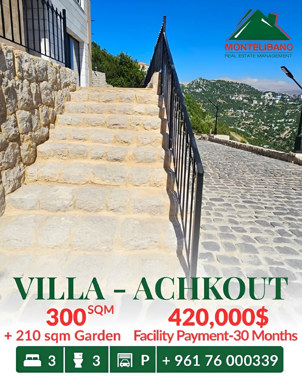 Villa for sale in Ashqout, Lebanon - 3 bed, 3 bath