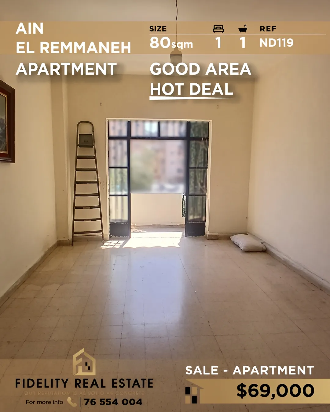 Apartment for sale in Ain El Remmaneh, Lebanon - 1 bed, 1 bath