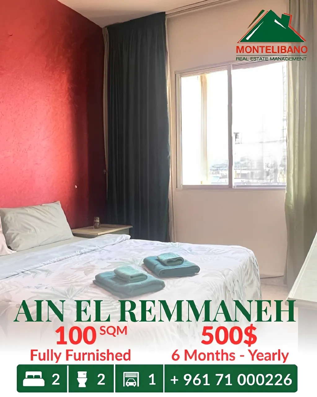 Apartment for rent in Ain El Remmaneh