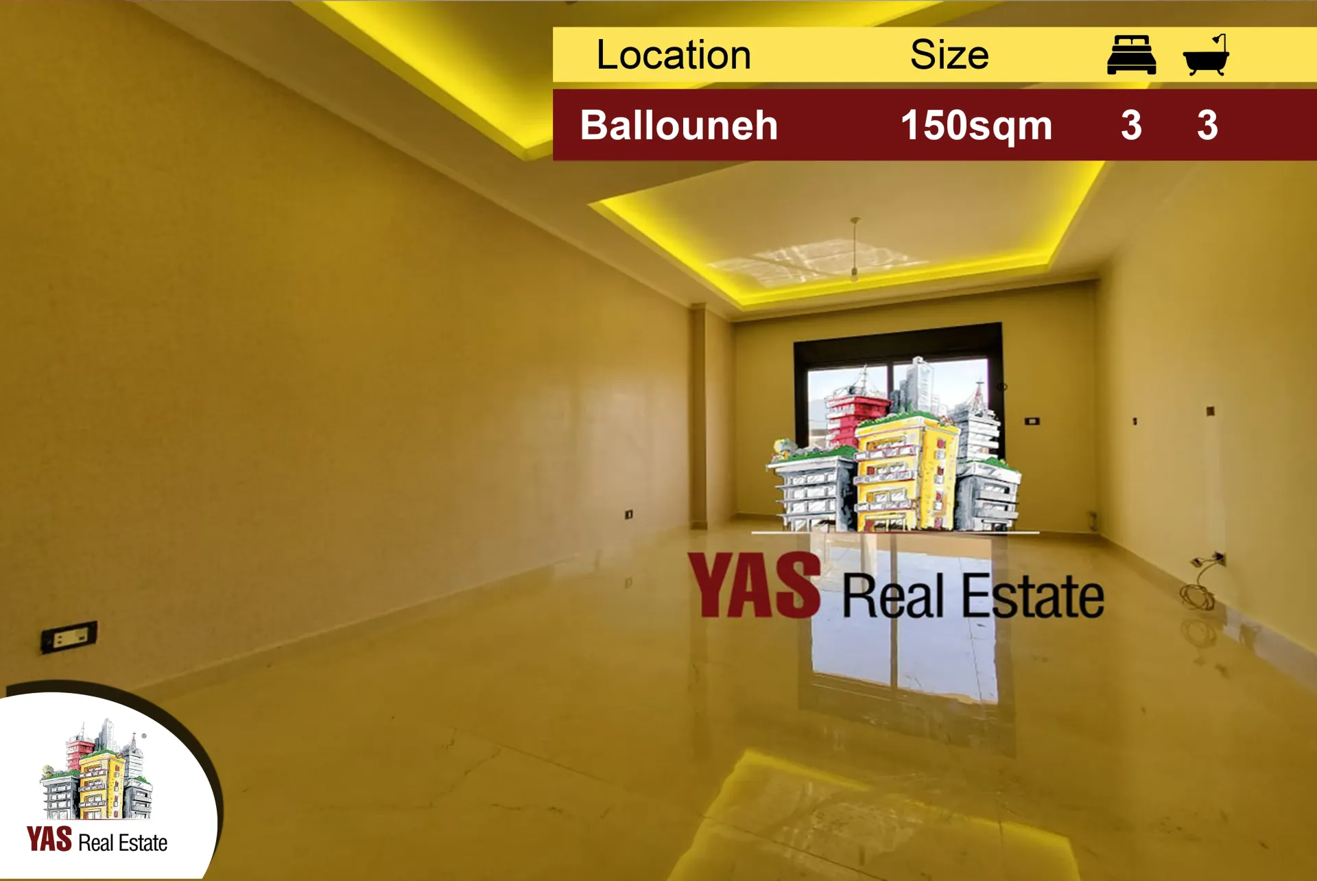 Apartment for Sale in Ballouneh - 3 bed, 3 bath