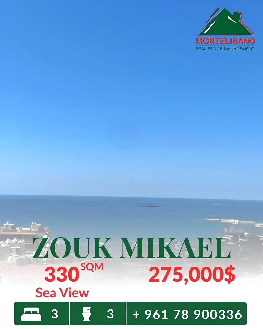 Apartment for sale in Zouk Mikael