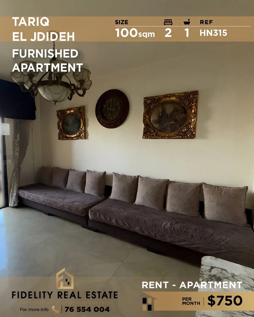Apartment for rent in Tariq El Jdideh, Beirut, Lebanon - 2 bed, 1 bath