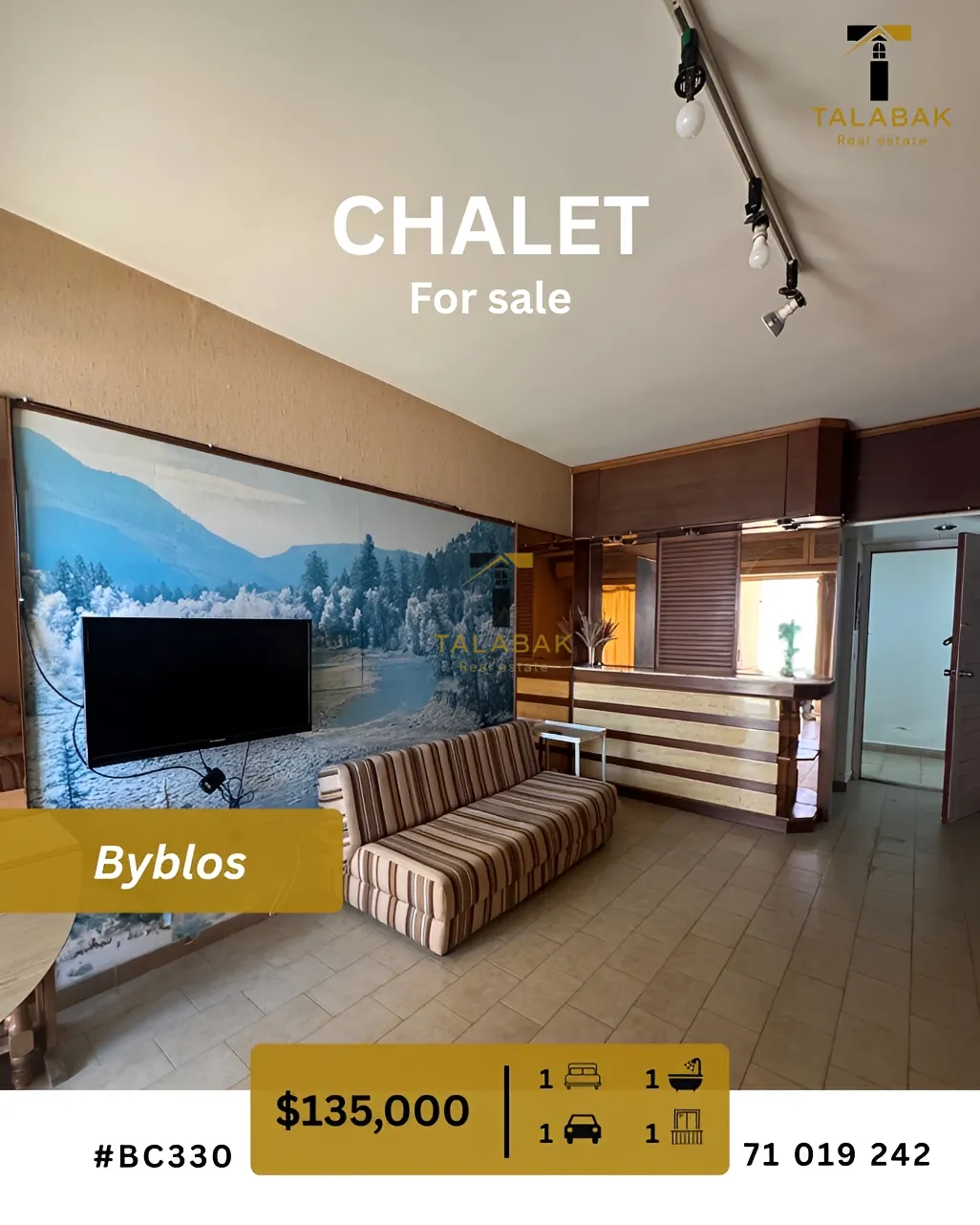 Chalet for sale in Byblos, Lebanon - 1 bed, 1 bath