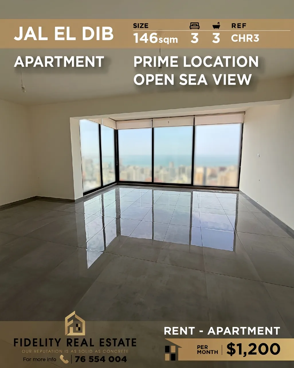 Apartment for rent in Jal El Dib, Lebanon - 3 bed, 3 bath