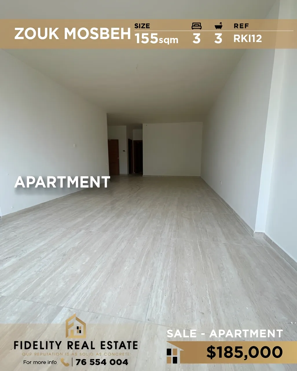 Apartment for sale in Zouk Mosbeh, Lebanon - 3 bed, 3 bath