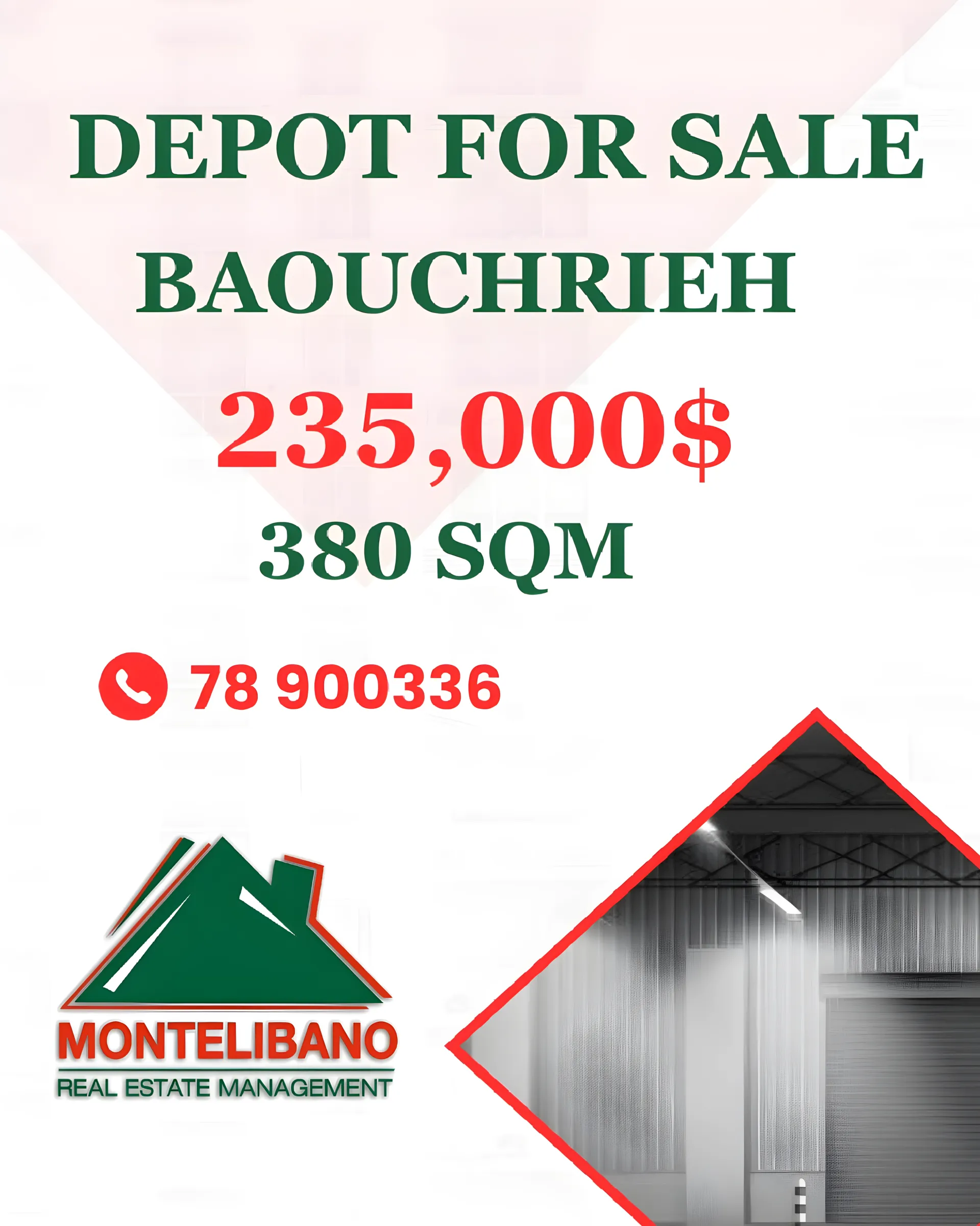 Warehouse for sale in Baouchriyeh, Lebanon