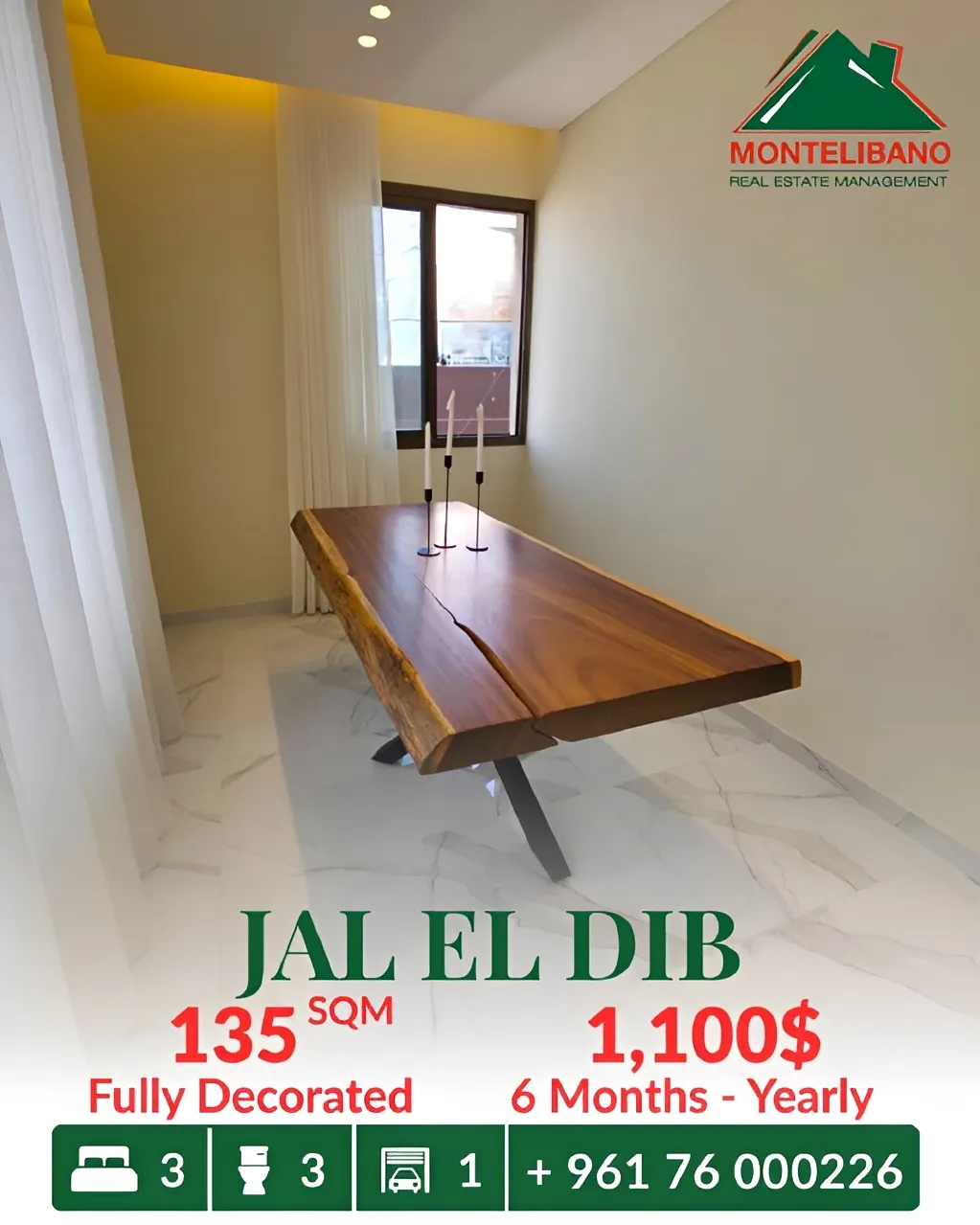 Apartment for rent in Jal El Dib